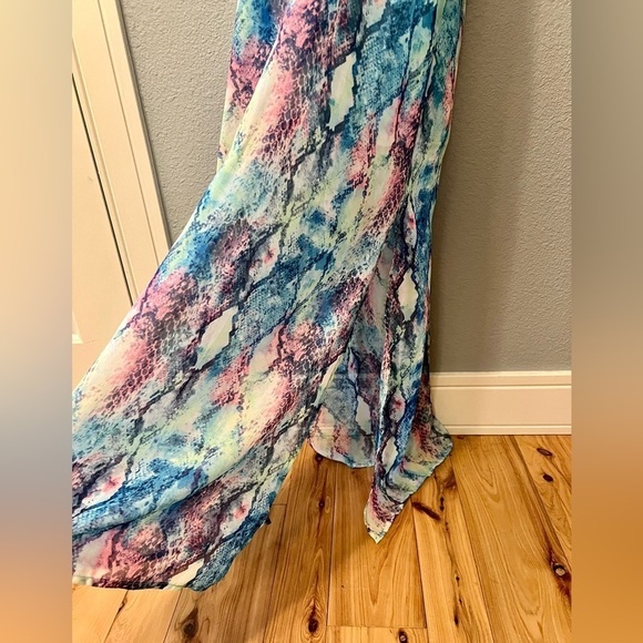Peach Love California Watercolor Maxi Long Dress - Picture 7 of 8